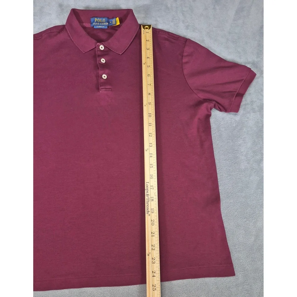 Polo Ralph Lauren Mens Classic Fit Polo Shirt Medium Burgundy Red Short Sleeve
